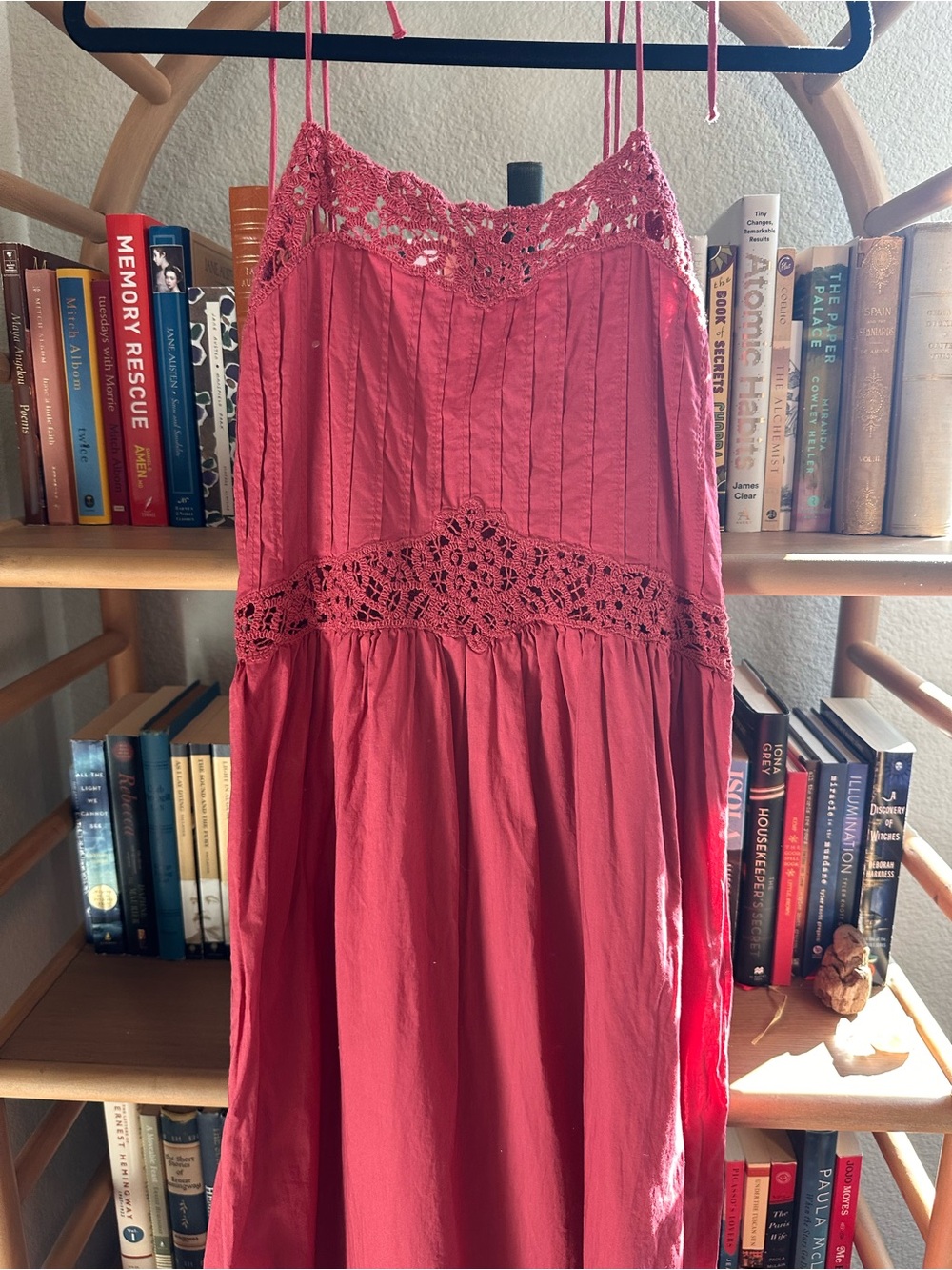 Women’s Berry Pink Crochet-Trim Maxi Dress - Picture 4 of 5